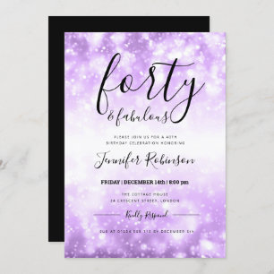 Modern Purple Forty & Fabulous 40th Birthday Invitation