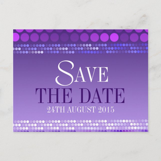 Modern Purple Funky Save the Date Postcard (Front)