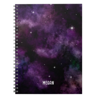 Modern Purple Galaxy Nebula Custom Name  Notebook