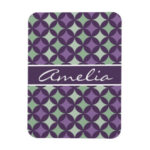 Modern Purple Geometric Circle Pattern Monogram Magnet