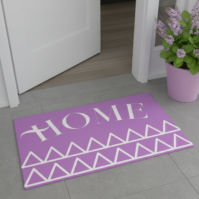Modern Purple Geometric Home Typography Doormat (Creator Uploaded)
