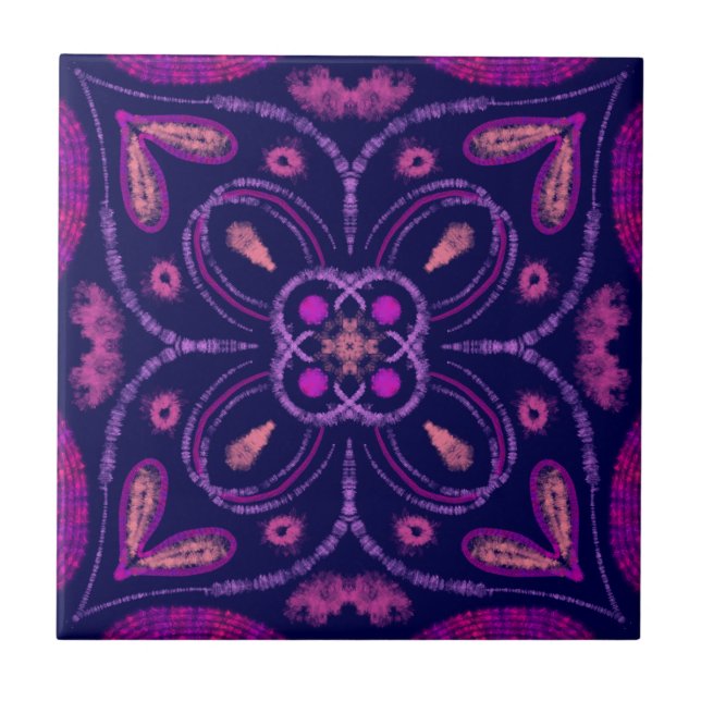 Modern Purple Geometric Pattern Ceramic Tile (Front)