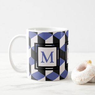 Modern Purple Geometric Pattern Monogram Coffee Mug