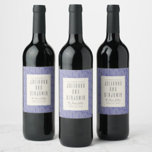 Modern Purple Geometric Personalised Name Wedding Wine Label