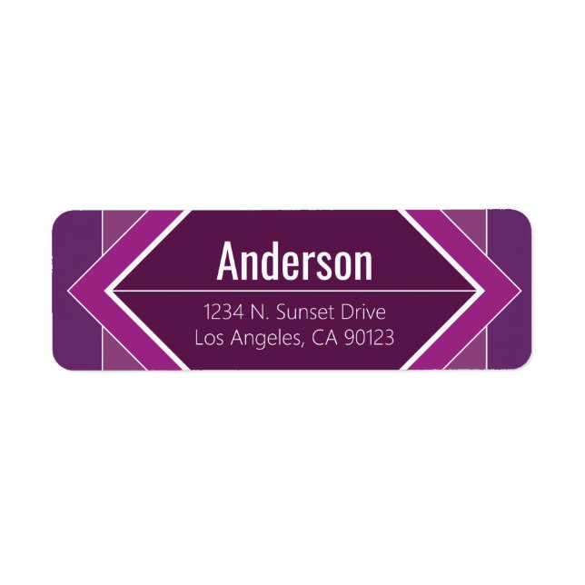 Modern Purple Geometric Return Address  Label (Front)