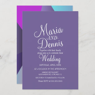 Modern Purple Geometrical Colourful Wedding Invitation