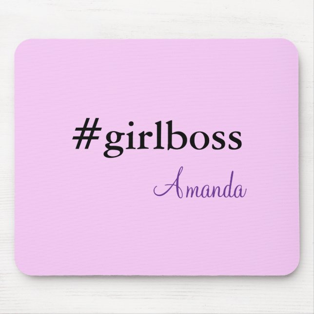 Modern Purple Girl Boss & Name | best Girly Mouse Pad (Front)