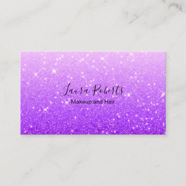 Modern  Purple Glitter Business Card (Front)