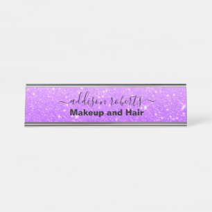 Modern  Purple Glitter Business Desk Name Plate