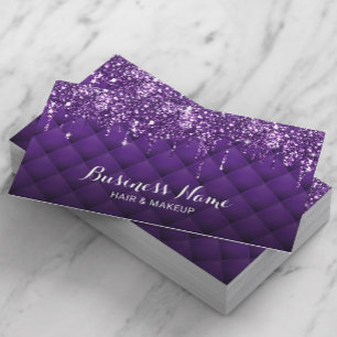 Modern Purple Glitter Drips Beauty Salon Spa Business Card