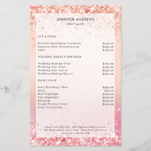Modern Purple Glitter Rosegold Salon Price List  Flyer