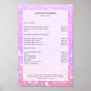 Modern, purple glitter salon price list Poster