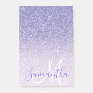 Modern Purple Glitter Sparkles Personalised Name Post-it Notes