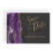 Modern Purple Gold Agate Dark Save the Date Card