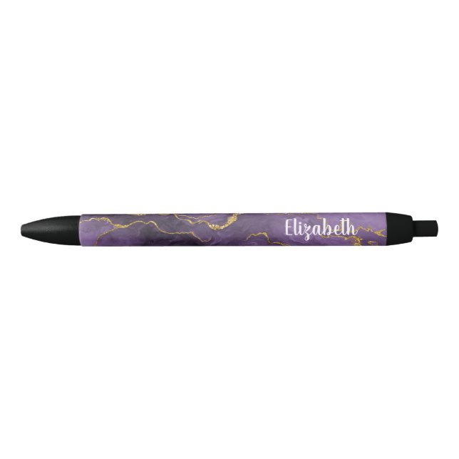 Modern Purple Gold Agate Geode Pen (Front)