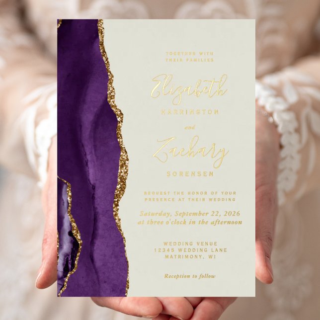 Modern Purple Gold Agate Ivory Wedding (Creator Uploaded)