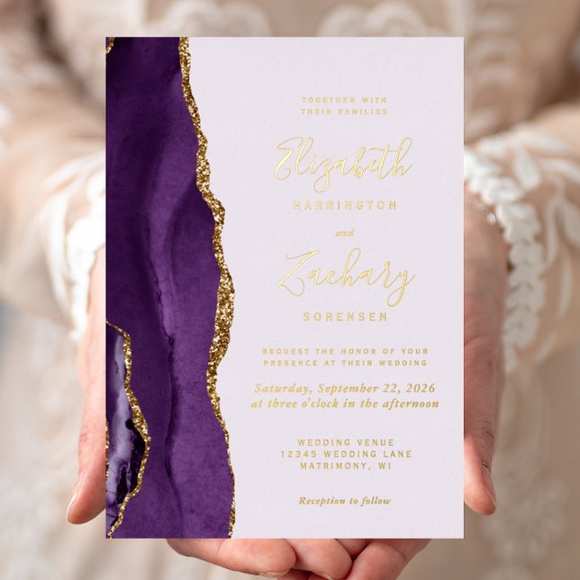 Modern Purple Gold Agate Lavender Wedding (Creator Uploaded)