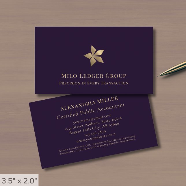 Modern Purple Gold Logo Business Card (Creator Uploaded)