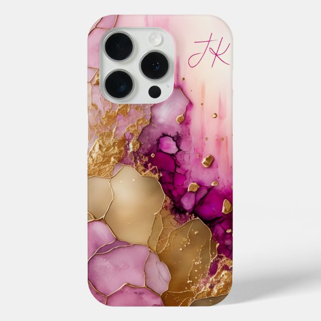 Modern Purple Gold Marble Monogram Personalised Case-Mate iPhone Case (Back)