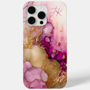Modern Purple Gold Marble Monogram Personalised iPhone 15 Pro Max Case