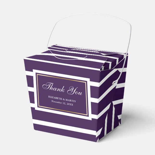 Modern Purple Gold Wedding Thank You Favour Box (Front Side)