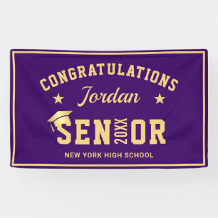 Modern Purple Golden 2024 Graduation Party Banner