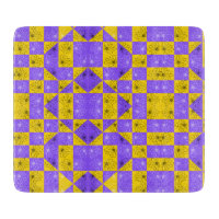 Modern purple & golden Chequerboard floral pattern