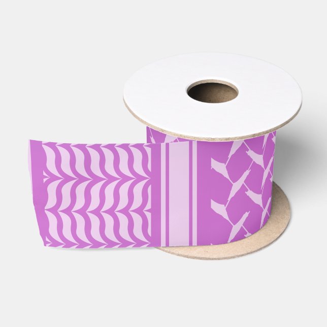 Modern Purple Gradient Keffiyeh Pattern Satin Ribbon (Spool)