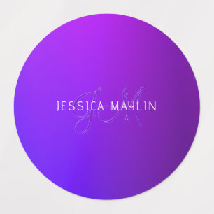 Modern Purple Gradient Name & Monogram 