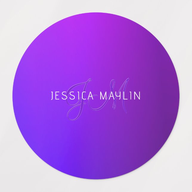 Modern Purple Gradient Name & Monogram  (Design 1)
