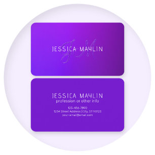 Modern Purple Gradient Name & Monogram  Business Card