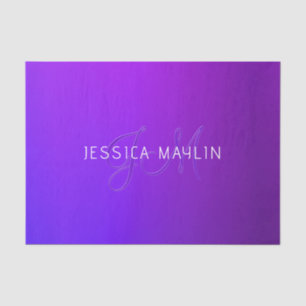 Modern Purple Gradient Name & Monogram  Tissue Paper