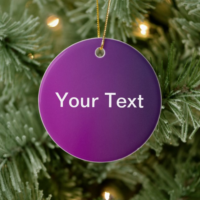 Modern Purple Gradient Ombre & Editable White Text Ceramic Ornament (Tree)