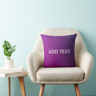 Modern Purple Gradient Ombre & Editable White Text Cushion