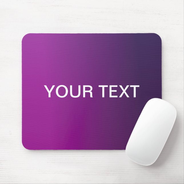 Modern Purple Gradient Ombre & Editable White Text Mouse Pad (With Mouse)