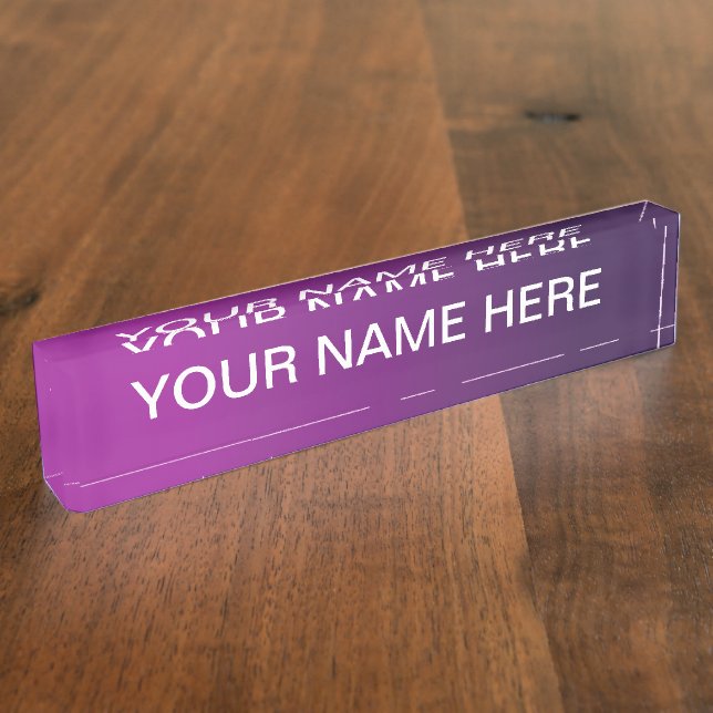 Modern Purple Gradient Ombre & Editable White Text Nameplate (Side)
