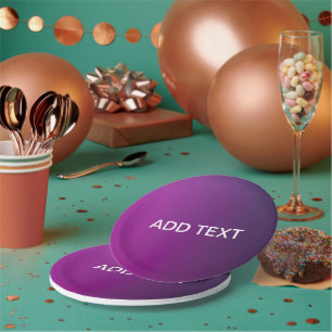 Modern Purple Gradient Ombre & Editable White Text Paper Plate