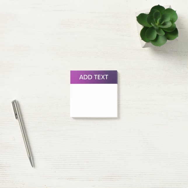 Modern Purple Gradient Ombre & Editable White Text Post-it Notes (Office)