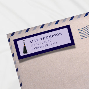 Modern Purple Graduation Cap Tassel  Return Address Label