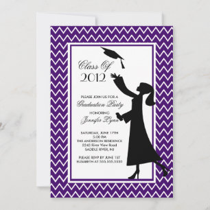 Modern Purple Graduation Invitation Silhouette