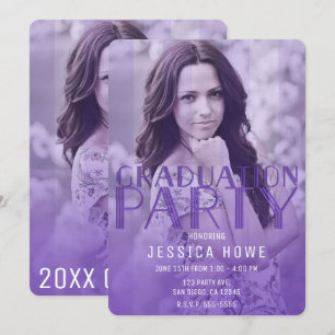 Modern Purple Graduation Party Graduate Photo Invitation