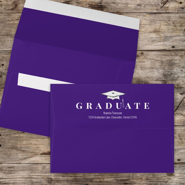 Modern Purple Graduation Return Address Envelope (Creator Uploaded)