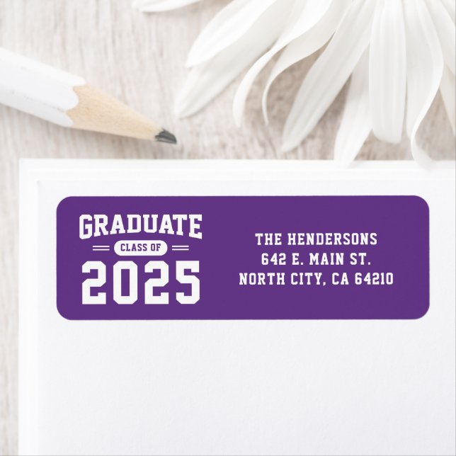 Modern Purple Graduation Return Address Label (Insitu)
