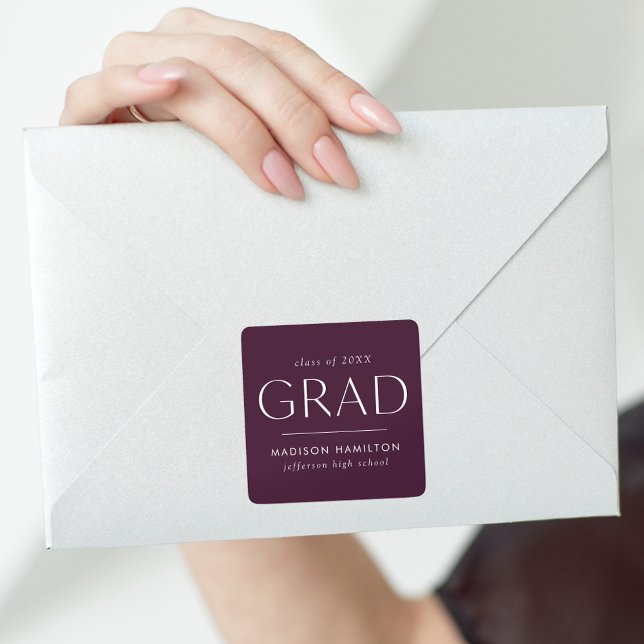Modern Purple Graduation Square Sticker (Creator Uploaded)