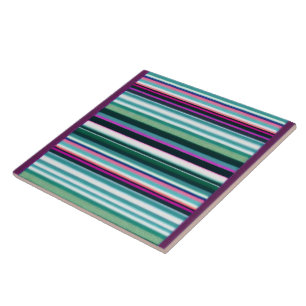 Modern Purple Green Stripes Collection Ceramic Tile
