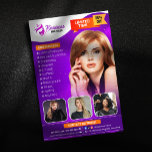 Modern Purple HairStylist Beauty Salon Hairdresser Flyer<br><div class="desc">Attract new clients and promote your hair salon with this vibrant and customisable flyer template. Showcase your expertise in hair extensions, wig installations, cornrows, weaving, styling, cutting, braids, dreadlocks, weave, twists, and relaxers. Easily edit the text and images to match your brand and add your own logo and contact information....</div>