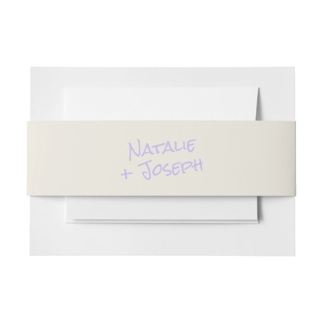 Modern Purple Hand Written Pastel Wedding Invitation Belly Band (Front Example)