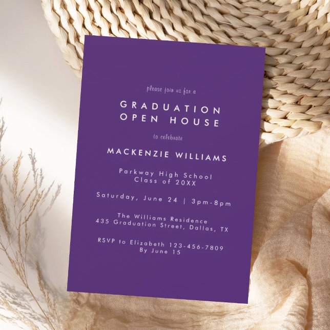 Modern Purple High School Graduation Invitation (Creator Uploaded)