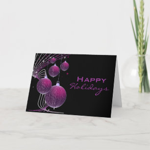 Modern Purple Holiday Ornaments Card