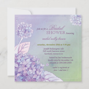 Modern Purple Hydrangeas Floral Bridal Shower Invitation